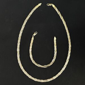 VTG Danecraft Italy 925 Sterling Silver Two Tone Braided Necklace Bracelet Set